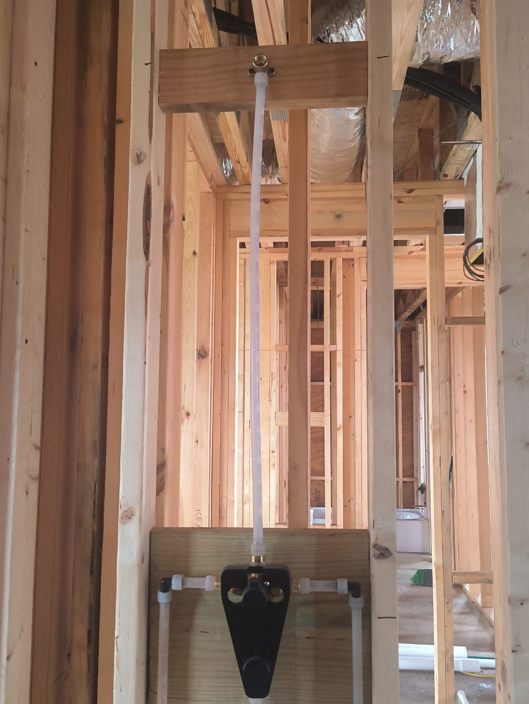 Tub and shower valve rough-in during new construction